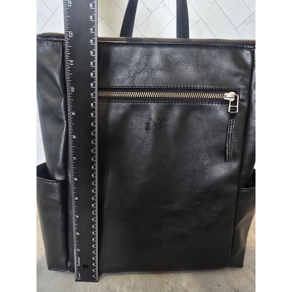 Freshly Picked Minimalist Diaper Bag Backpack Black Vegan Leather Tote Pockets - Picture 7 of 9